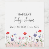 牧草地サマーワイルドフラワーベビーシャワー ワインラベル (シングルラベル)