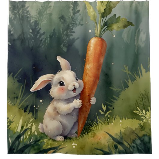 牧草地バニーの夢:シャワお洒落ーカーテン シャワーカーテン (正面)