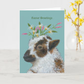 牧草地ラムイースターカード カード (黄色い花)