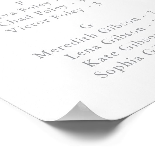 牧草地ワイルドフラワーアルファベット座席表 ポスター (角)