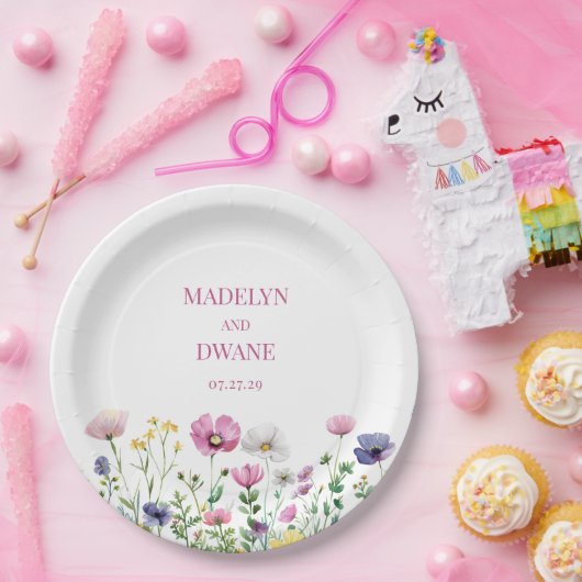 牧草地ワイルドフラワーウェディングレセプション ペーパープレート (パーティー)