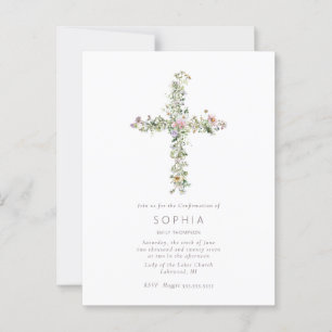 牧草地ワイルドフラワークロス確認お祝い ポストカード