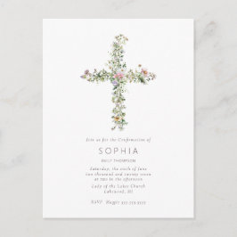 牧草地ワイルドフラワークロス確認お祝い ポストカード