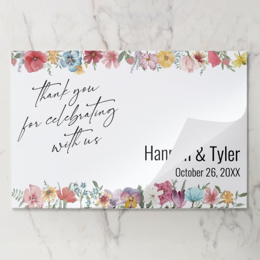 牧草地ワイルドフラワーサンキュー紙ランチョンマット ペーパーパッド (折り畳み)