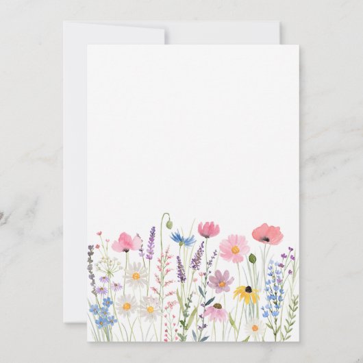 牧草地ワイルドフラワーズベビーイン開花ベビーシャワー 招待状 (裏面)