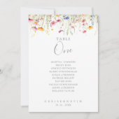 牧草地ワイルドフラワーテーブルNumber 1シーティングチャート 招待状 (正面)