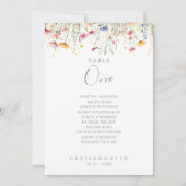 牧草地ワイルドフラワーテーブルNumber 1シーティングチャート 招待状 (裏面)