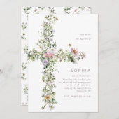 牧草地ワイルドフラワーバプティスマ《キリスト教》洗礼式や命名式 招待状 (正面/裏面)