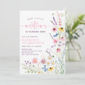 牧草地ワイルドフラワーファースト誕生日 招待状 (スタンド正面)
