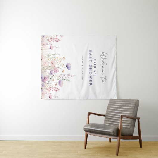 牧草地ワイルドフラワーフィールド赤ちゃんシャワーウッドランド タペストリー (インサイチュ(横))