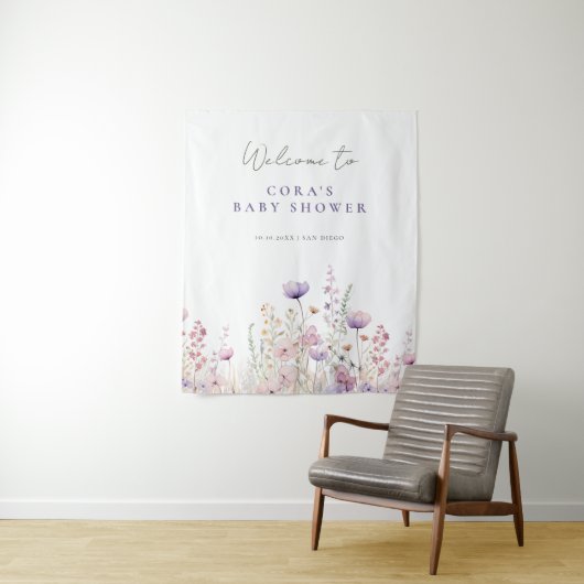 牧草地ワイルドフラワーフィールド赤ちゃんシャワーウッドランド タペストリー (インサイチュ)