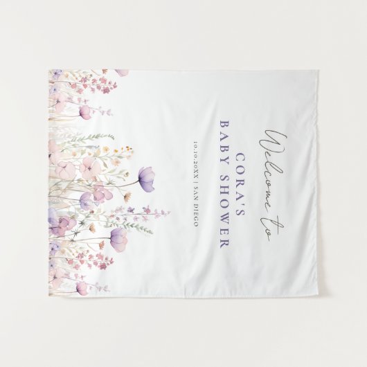 牧草地ワイルドフラワーフィールド赤ちゃんシャワーウッドランド タペストリー (正面(横))