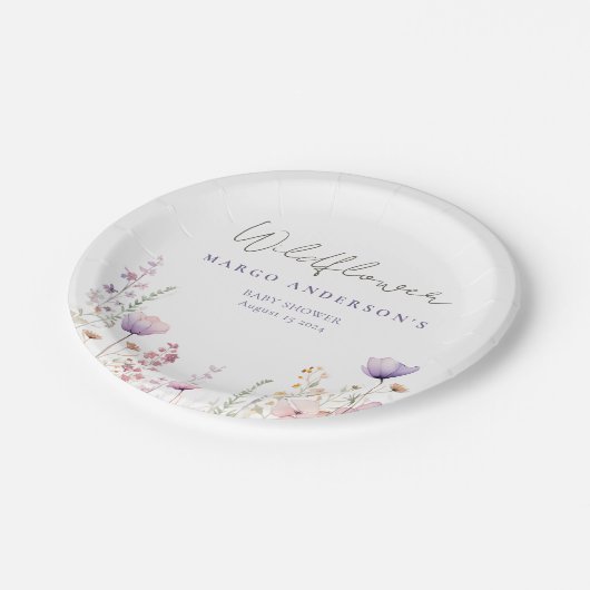 牧草地ワイルドフラワーフィールド赤ちゃんシャワーウッドランド ペーパープレート (アングル)