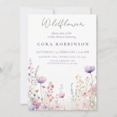 牧草地ワイルドフラワーフィールド赤ちゃんシャワーウッドランド 招待状 (正面)