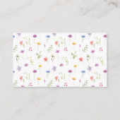 牧草地ワイルドフラワーベビーガールのシャワーおむつラッフル エンクロージャーカード (裏面)