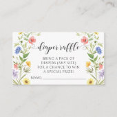 牧草地ワイルドフラワーベビーガールのシャワーおむつラッフル エンクロージャーカード (正面)