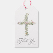 牧草地ワイルドフラワー十字宗教ありがとう ギフトタグ (正面)