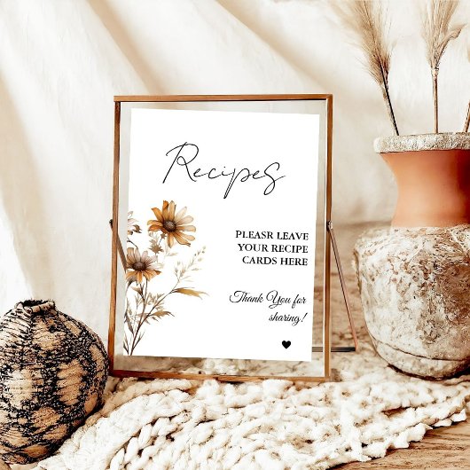 牧草地ワイルドフラワー離れズのレシピブライダルシャワー ポスター