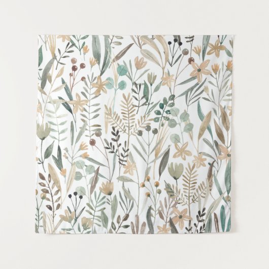 牧草地ワイルドフラワー:水彩チャーム。 タペストリー (正面)