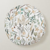 牧草地ワイルドフラワー:水彩チャーム。 ラウンドクッション (裏面)