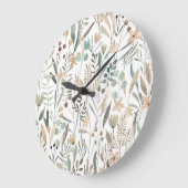 牧草地ワイルドフラワー：水彩チャーム。 ラージ壁時計 (傾斜)