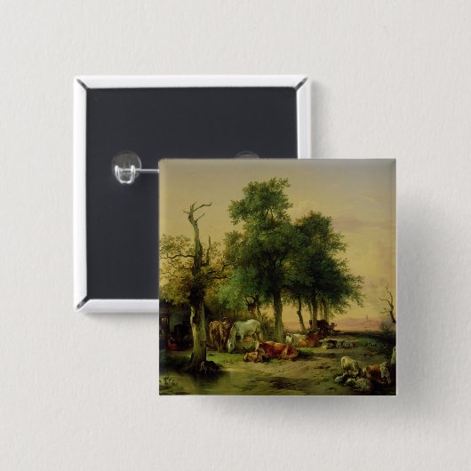 牧草地土地 缶バッジ (正面&裏面)