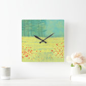 牧草地絵画景観 スクエア壁時計 (ホーム)