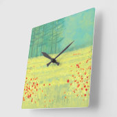 牧草地絵画景観 スクエア壁時計 (傾斜)