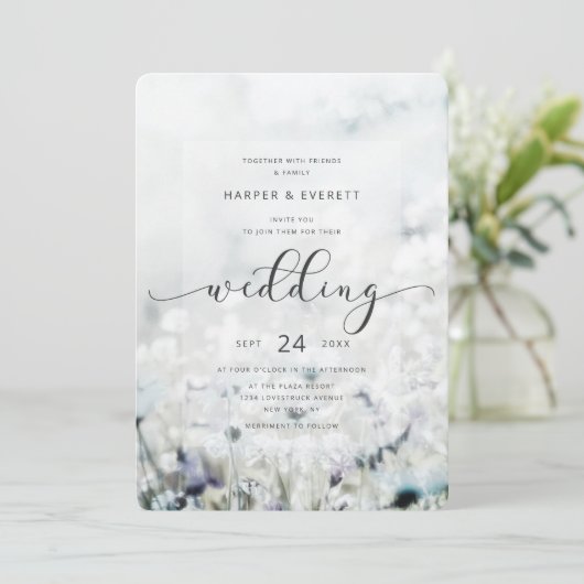 牧草歌退色ワイルドフラワーボホ結婚の 招待状 (スタンド正面)