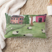 牧草素朴中の羊 ランバークッション (ブランケット)