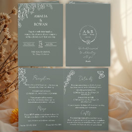 牧草花シロッコグリーンオールインワン結婚ズ 招待状