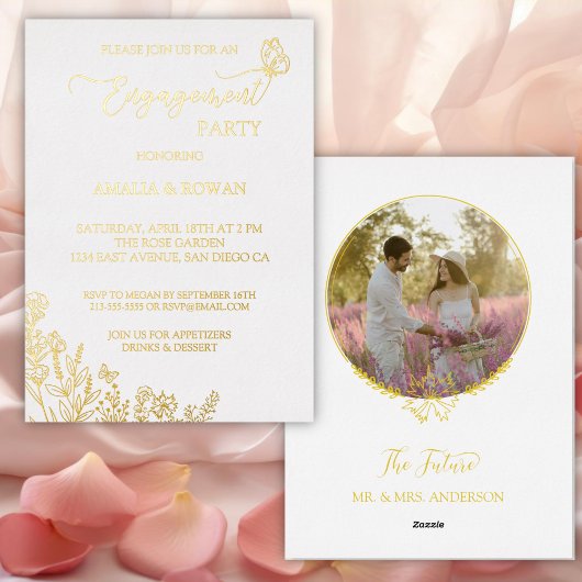 牧草花婚約パーティ 箔招待状