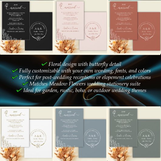 牧草花結婚たった今結婚しました 招待状