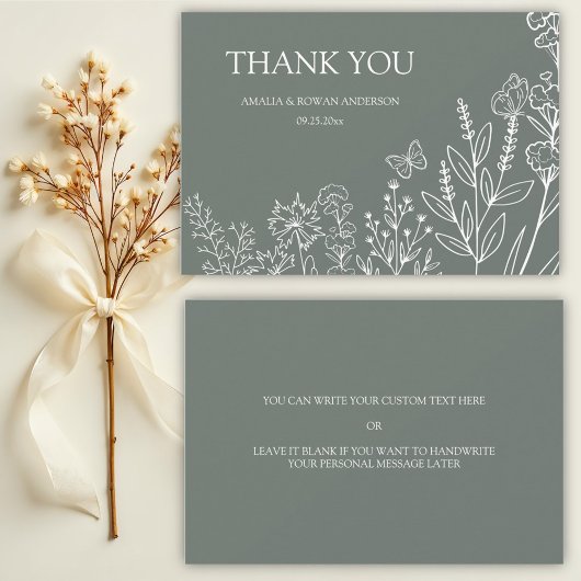 牧草花結婚のサンキューカード サンキューカード