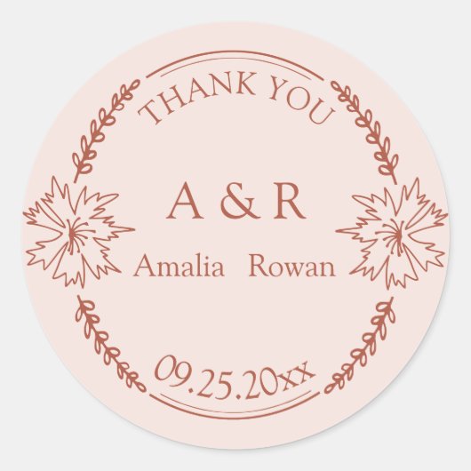 牧草花結婚式の引き出物ありがとう ラウンドシール (正面)