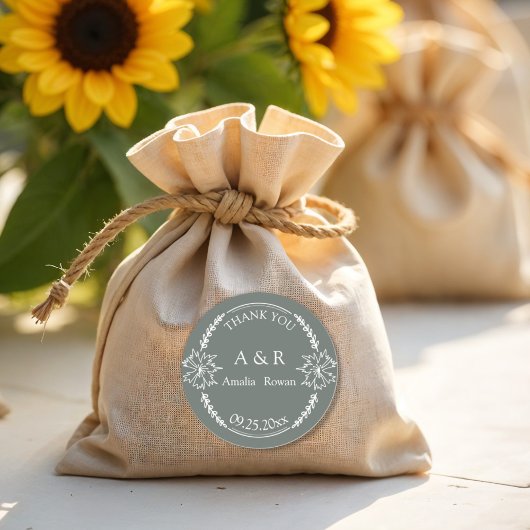 牧草花結婚式の引き出物ありがとう ラウンドシール