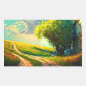 牧草花風景芸術サマートレンディー 長方形シール (正面)