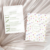 牧野カラフル野草花結婚ボーホーのメニューカード エンクロージャーカード