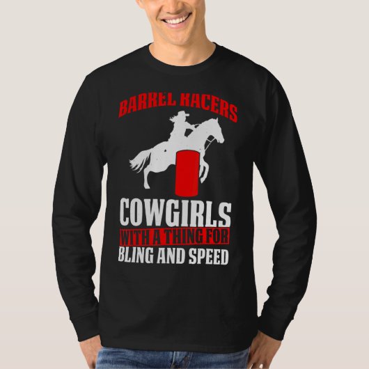 物と一緒にメンズバレル女性のカーボーイをレースきらきら光るする Tシャツ (正面)