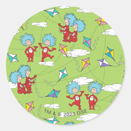 物の一つ二飛んでいるつの凧のパターン ラウンドシール (正面)