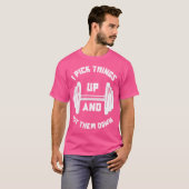 物を拾っては下ろす 重量挙げのユーモア Tシャツ (正面フル)
