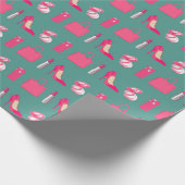 物ガーリーティール（緑がかった色）包装紙 ラッピングペーパー (角)