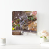 物乞いリス スクエア壁時計 (ホーム)