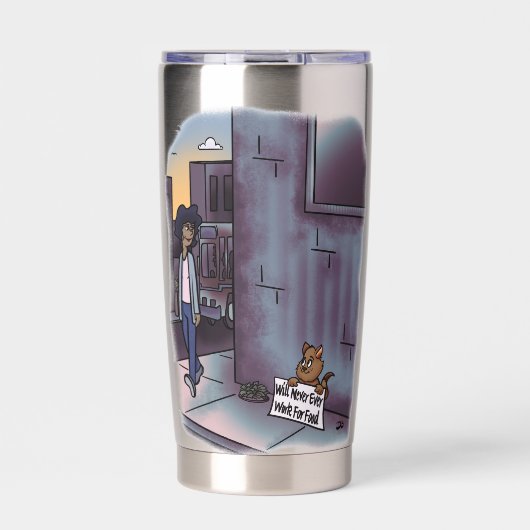 物乞い猫絶縁タンブラー 保温保冷タンブラー (正面)