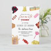 物事お気に入りのパーティーギフト交換ホリデーパーティー 招待状 (スタンド正面)