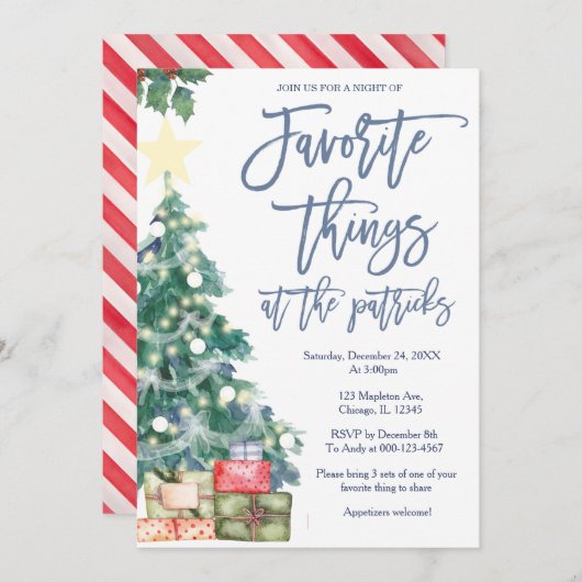 物事お気に入りのパーティーホリデークリスマスパーティー 招待状 (正面/裏面)