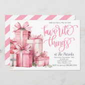 物事お気に入りのピンクパーティの招待状 招待状 (正面/裏面)