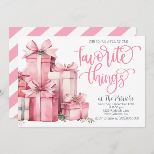 物事お気に入りのピンクパーティの招待状 招待状 (正面/裏面)