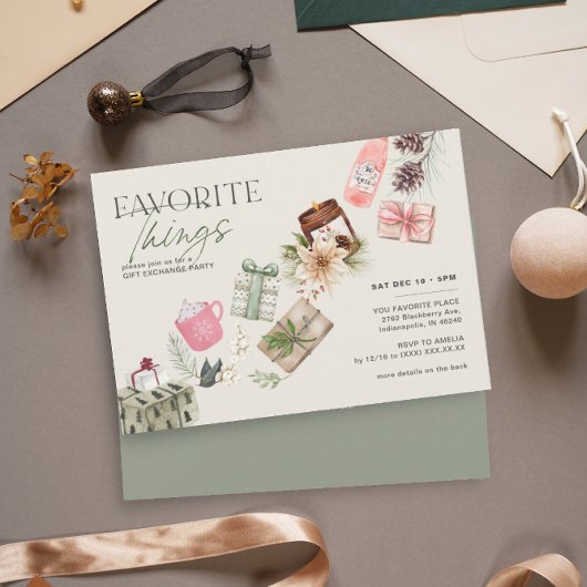 物事お気に入りのフレンドギフト交換ホリデーパーティー 招待状