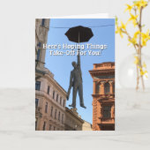 物事が始まるのを望む。傘飛んでいる持ち。 カード (黄色い花)